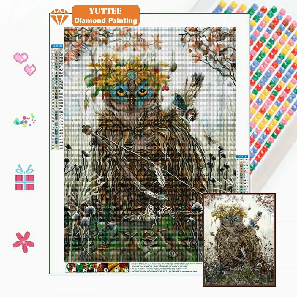 

Garnock King of the Woodlands Owl DIY Diamond Painting Square Round Drill Cross Stitch Rhinestones Mosaic Embroidery Home Decor