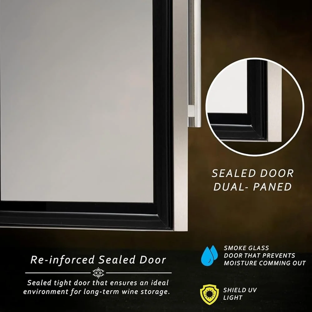 28 زجاجة نبيذ ثلاجة ثنائية المنطقة مبرد قابل للتعديل درجة الحرارة 41 ° F إلى 64 ° مبرد F فائق الهدوء للتحكم الرقمي قائم بذاته