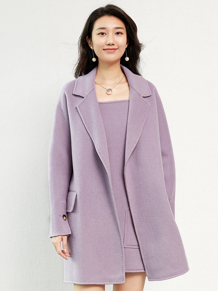 

Double sided Cashmere Coat Women's Mid Length Early Spring 2024 New Temperament Slim Fit Woolen Coat