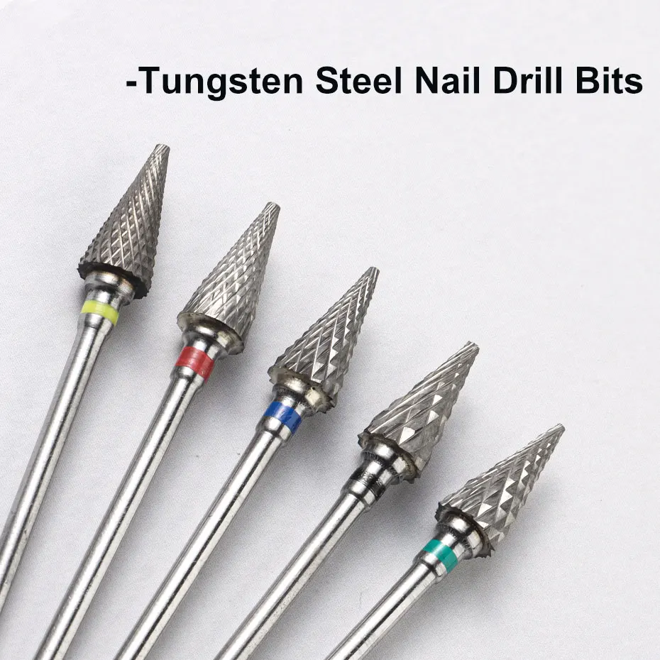 1pc タングステン鋼ネイルドリルビット回転バリミルネイルカッターネイルジェルポリッシュリムーバーネイルチップ研削ヘッドマニキュアツール