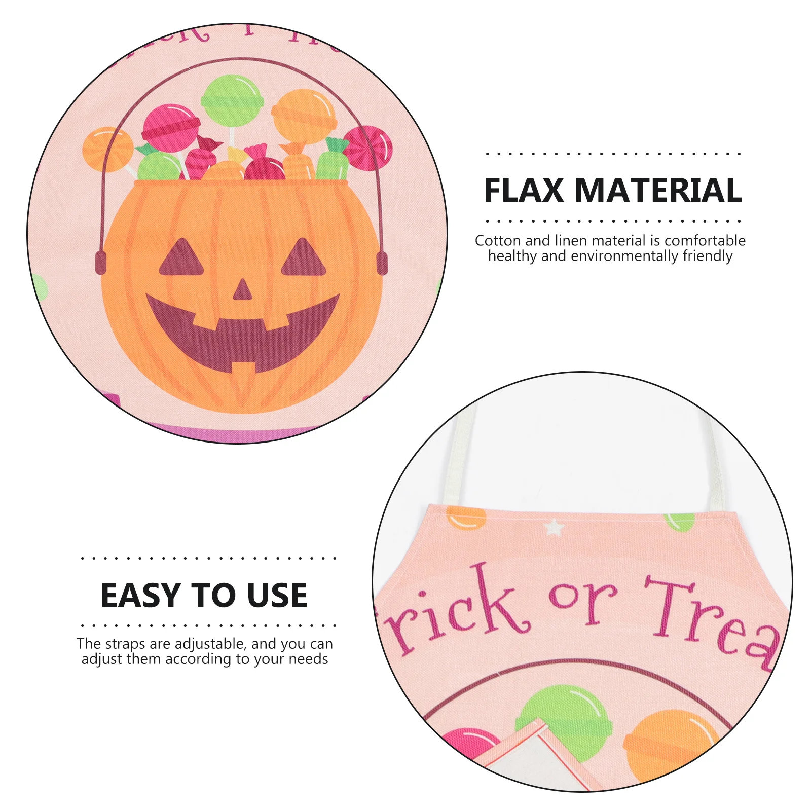 

1Pcs Cotton Linen Apron Halloween Kitchen Cooking Baking Adjustable Flax Oil-Proof Party Serving Apron Halloween Decor