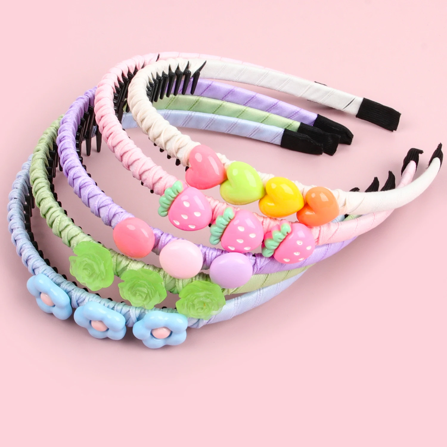 Cute Girls Anti-slip Teeth Headband Cloth Wrap Hair Hoop Bezel With Teeth Kids Hair Accessories Wash Face Hairband Headwear