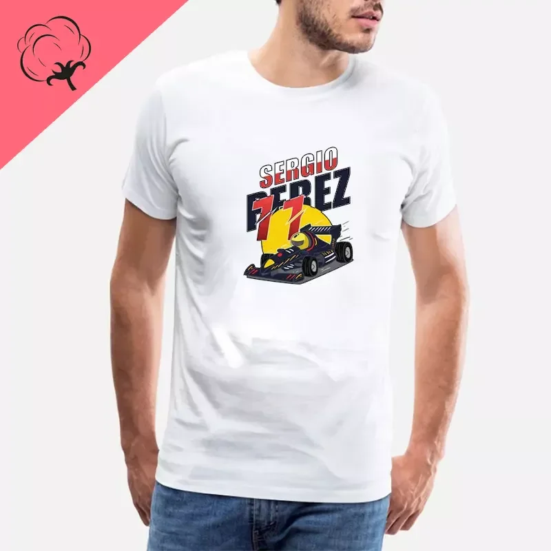 F1 TEAM Checo Perez Theme Cotton Men's Clothing Y2k Summer Streetwear O-neck Short-sleev Tees Hip-hop GYM Street Fashion Tops