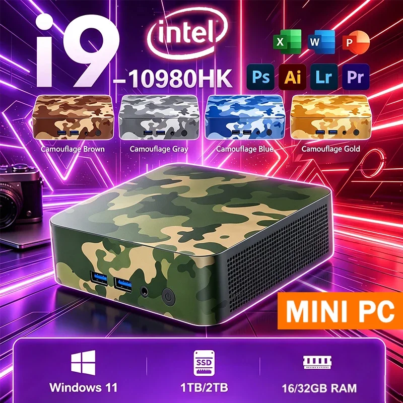 미니 PC 인텔 코어 i9 10980HK 윈도우 11 프로 32GB 램 1TB/2TB SSD WIFI 6 BT5.2 4K HD 미니 게이밍/오피스/학습용 PC 특가 판매