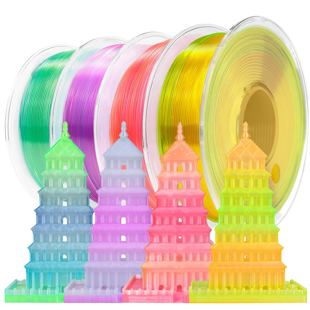

Crystal Filament PLA+ 1.75mm 1kg 500g 250g FDM 3D Printer Plastic Material Clear Gradient Filament Color Change Multicolor