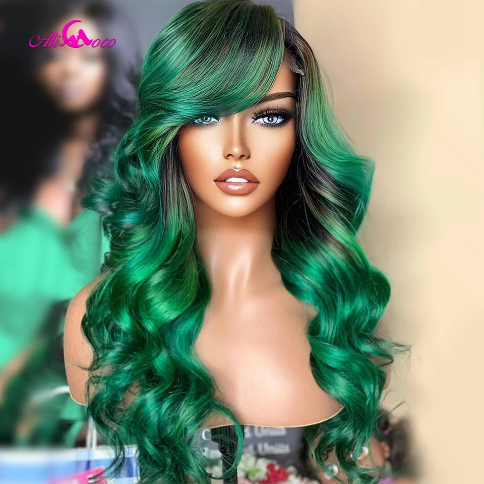 

13x4 13x6 Green Lace Front Wig Human Hair Body Wave Lace Frontal Wigs Human Hair 5x5 Closure Wig 200 Density For Women