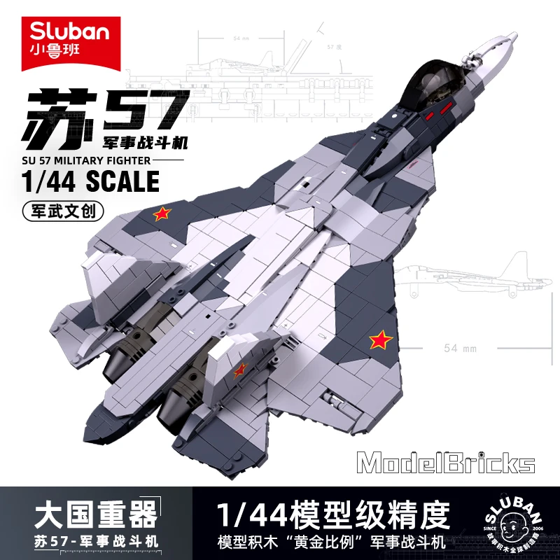 Sluban Modern Military Helicopter Sukhoi Su-57 Su-27 Aircrafts F/A-18 F-14 Fighter WWII Aircraft Building Blocks Model Kids Toys