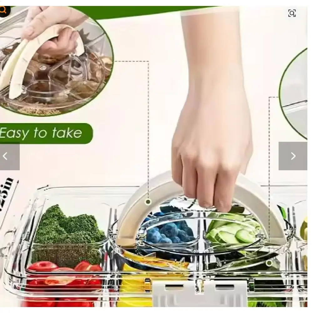 

Поднос для овощей с крышкой и ручкой, разделенный сервировочный поднос, спиннер для закусок, портативные коробки для закусок для конфет, фруктов, орехов, прозрачный холодильник
