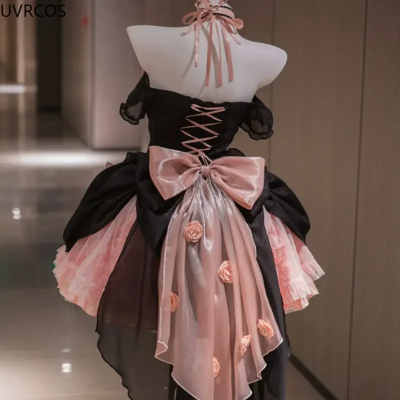 Japanese Gothic Lolita Dress Women Kawaii Bow Bear Lace Pink Black Off Shoulder Princess Dresses Girls Sweet Halloween Costume