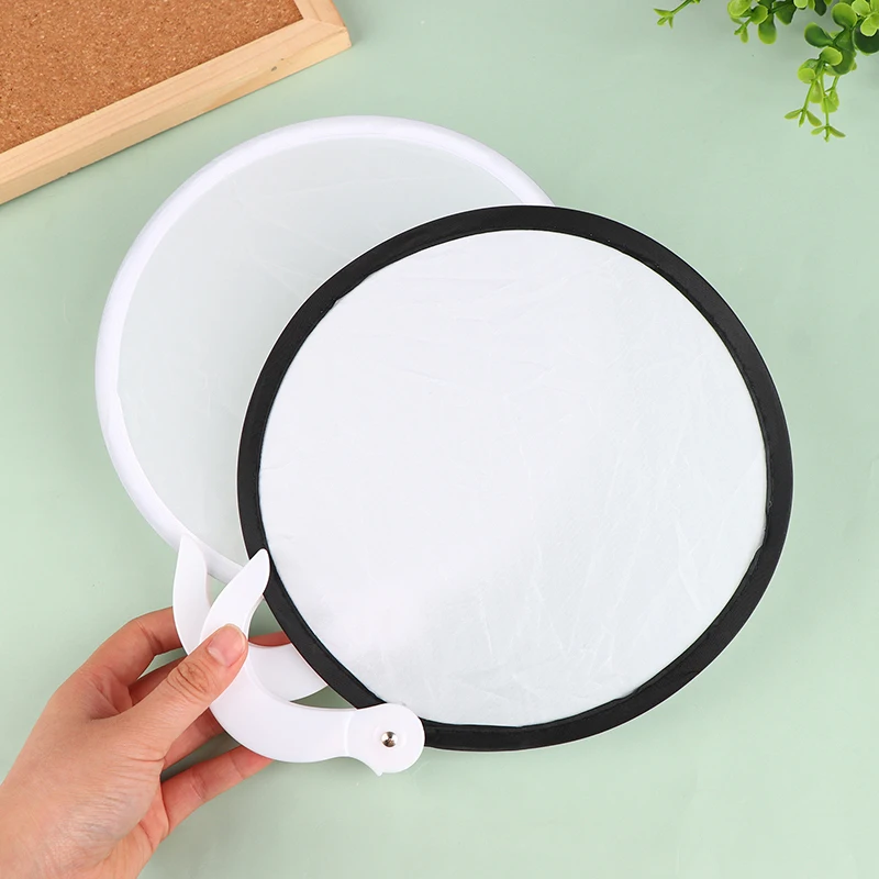 1Pc Portable Foldable Blank Round Fans Simple Summer Mini Handheld Fan Decoration Crafts DIY Dance Painting Decorative Fan