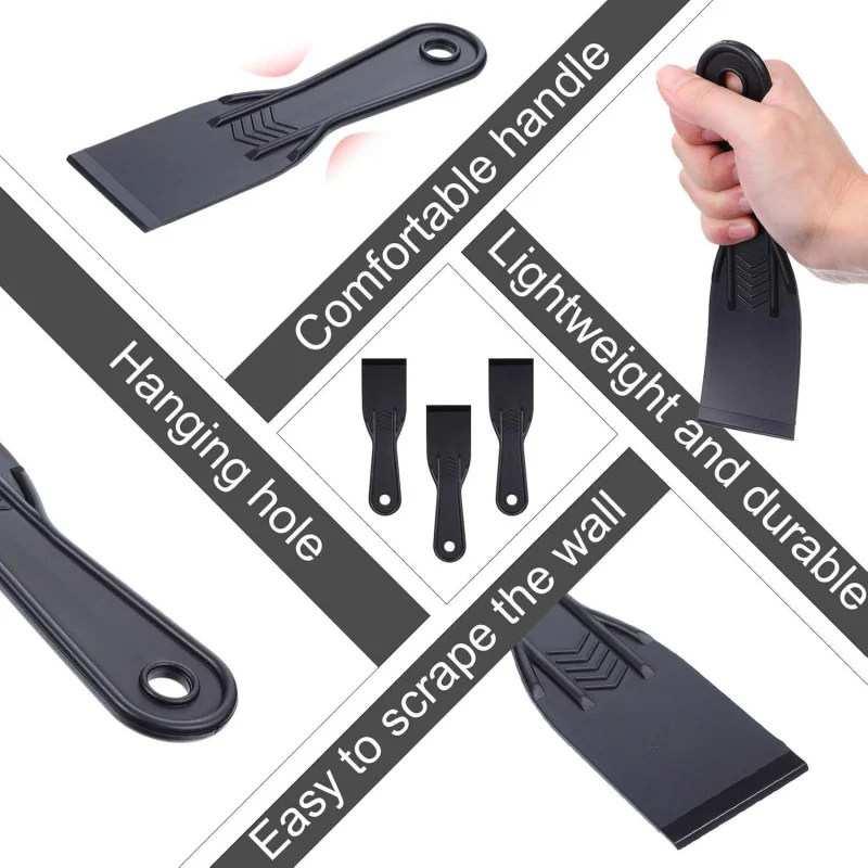 【5 Pack Plastic Scraper Kit】Putty Knife and Wallpaper Smoothing Tool Set for Home Repair, Painting, Craft Projects