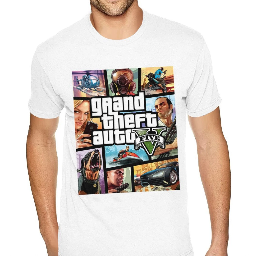 Game GTA 5 Cotton T-Shirts Grand Theft Auto Print Men Women Streetwear Short Sleeve T Shirt Harajuku Unisex Tees Tops Clothing