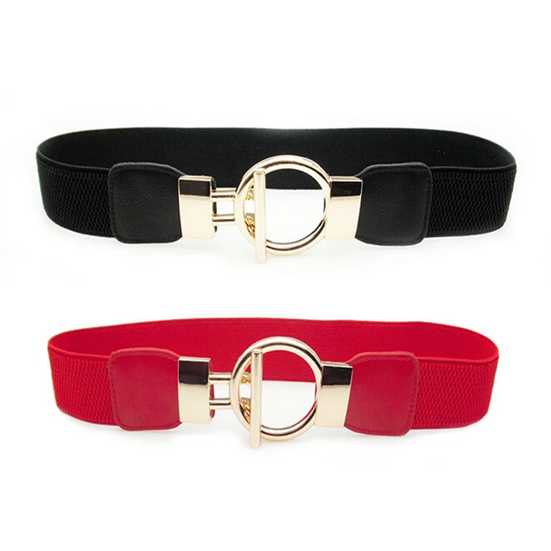 New Women Buckle Waistband Wide Elastic Stretch Waist Belt For Women Dress