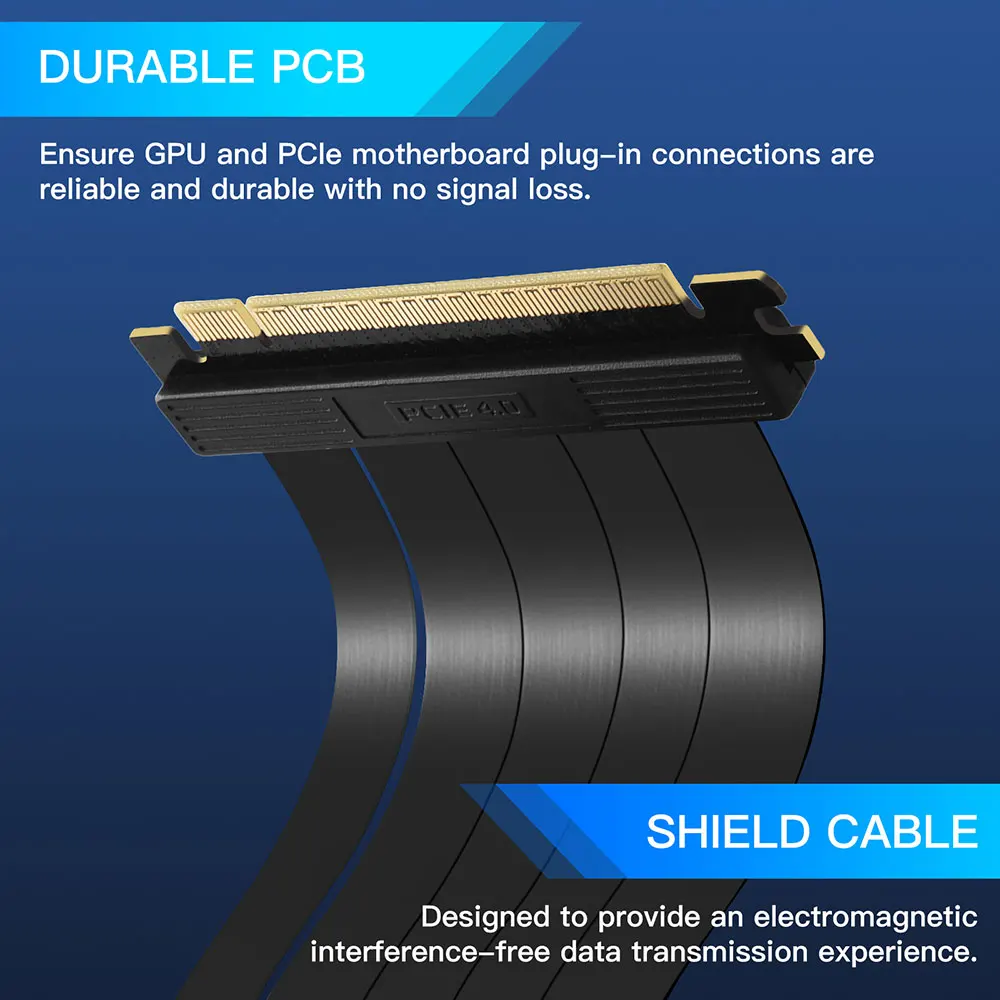 풀 스피드 PCIE 4.0 16x 라이저 케이블, 그래픽 카드 연장 케이블, PCI 익스프레스 포트 GPU 확장 카드 라이저 차폐 익스텐더