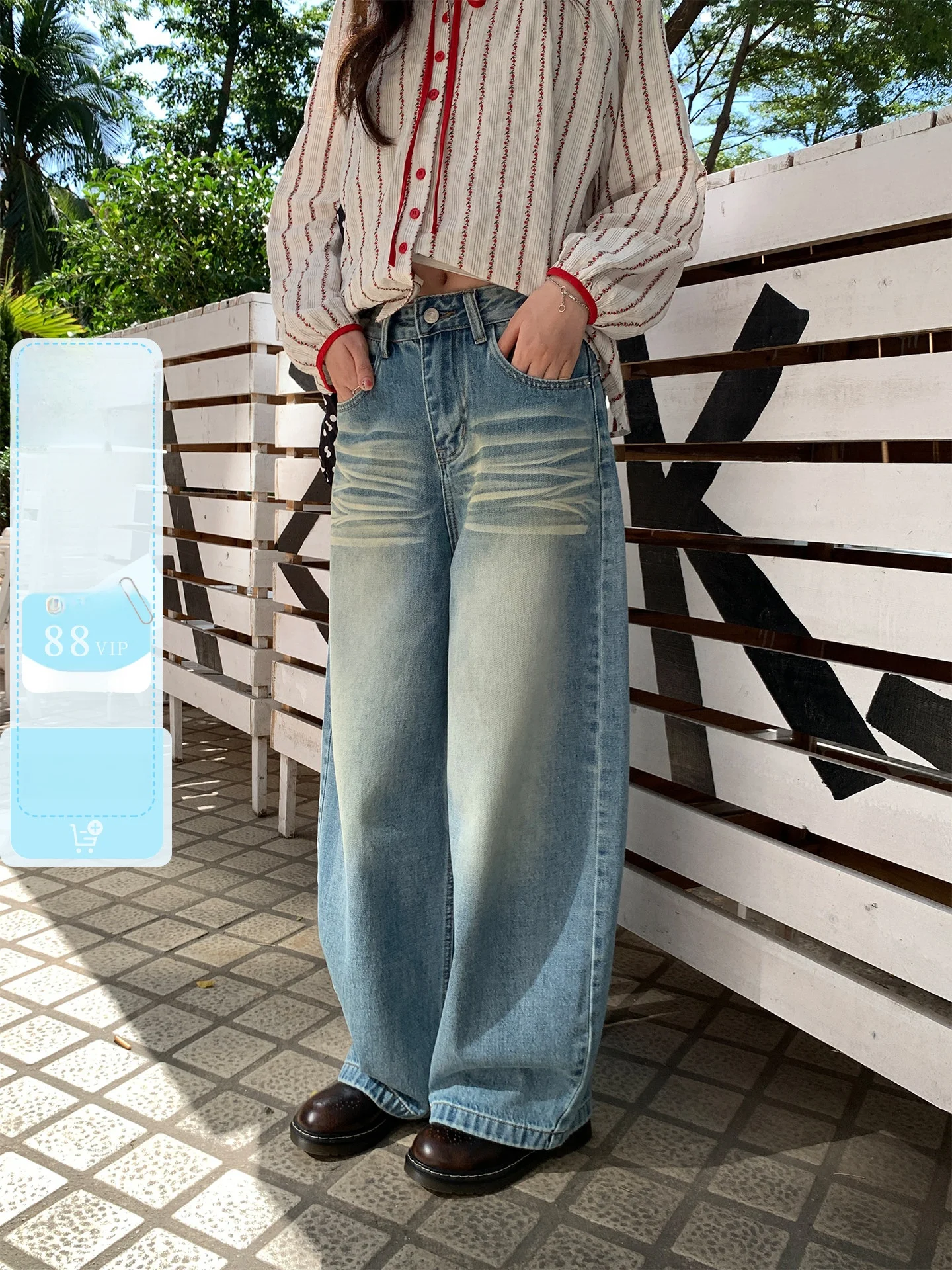 

High Waist Slimming Denim Overalls Women's Korean Sle Waed out Vintage Spring New Arrival Casual Comfortable Fit Jeans