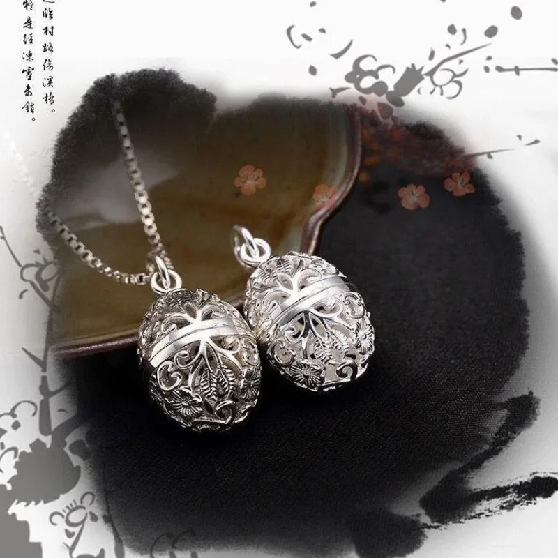 925 Thai Silver Retro Arabesquitic Glossy Hollow Out Can Open The Vintage Exquisite Pendant Necklace Unique Ethnic Style Jewelry