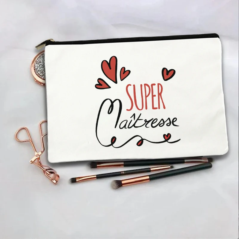 Thank You Mistress Print Makeup Bags Women Cosmetic Bag teacher Gifts  Bachelorette Party Neceser Zipper Toiletry Organizer