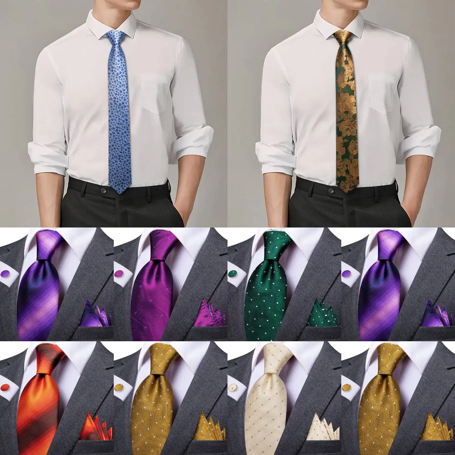 

Мужской комплект галстуков с карманным квадратом, деловая коллекция в красочную полоску для официальных аксессуаров для костюма
