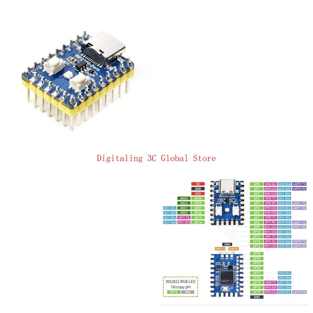 

RP2350 Two ARM RISC V Microcontroller Board Type C GPIO Pin