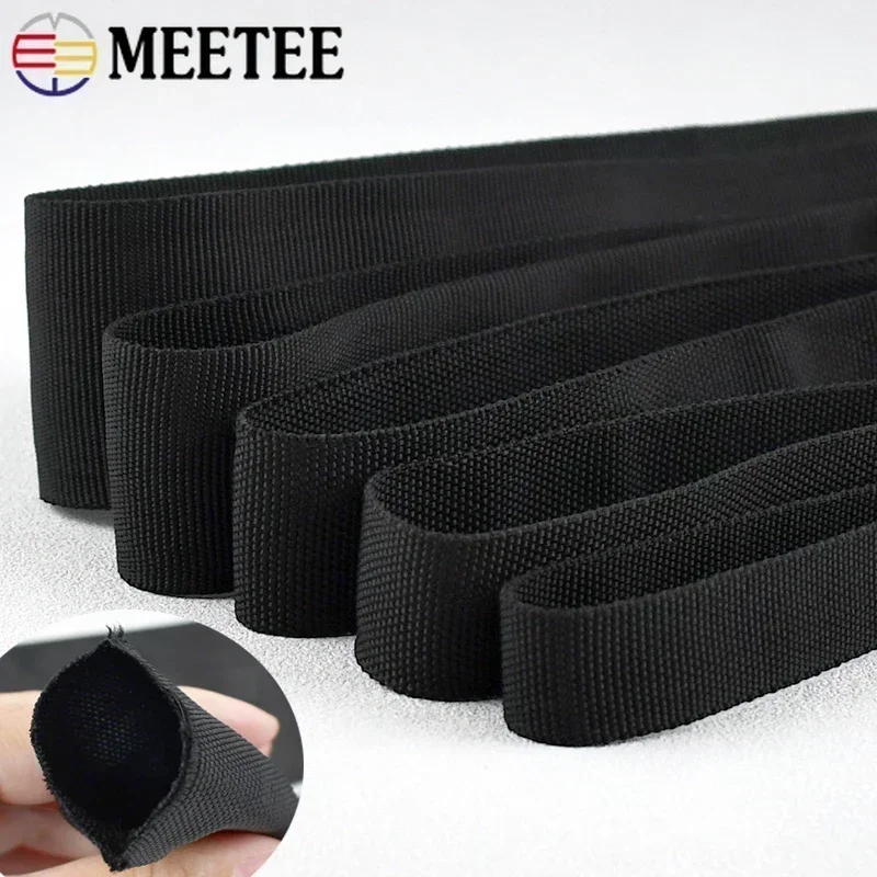 2-10M 20-50mm 중공 나일론 웨빙 튜블러 스트랩 가방 의류 장식 리본 블랙 밴드 DIY 백팩 벨트 재료 썸네일 5