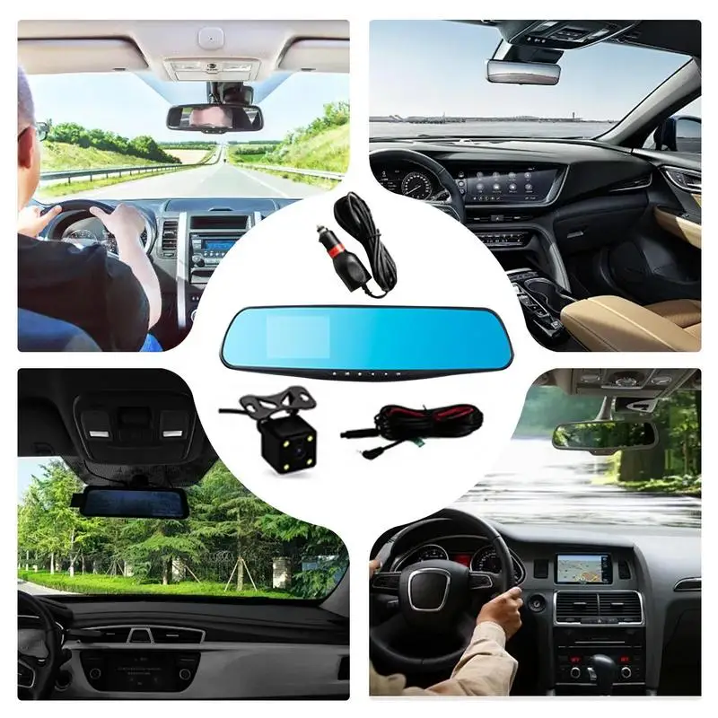 Rearview Mirror For Cars & Trucks High Definition Smart Rearview Glass Parking Assistance, Backup Camera Glass, 24H Parking Mode