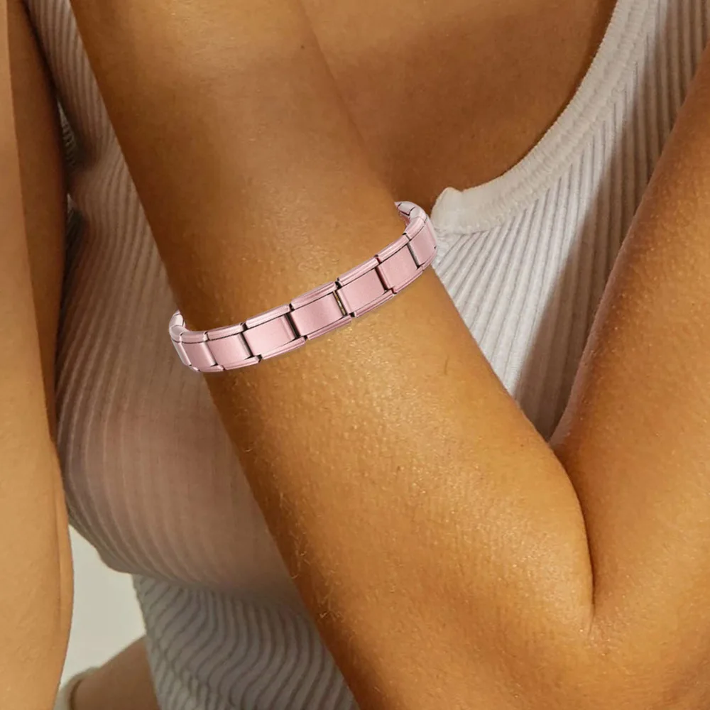 URING Simple Colorful Width 9mm Elastic Italian Charm Link Chain Stainless Steel Bracelet Bangle on Hand Jewelry DIY Making