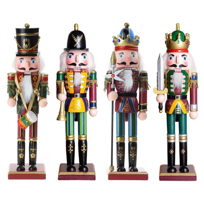 12 Inch Colorful Wooden Nutcracker Ornaments Soldier King Figurine Christmas Drop Shipping