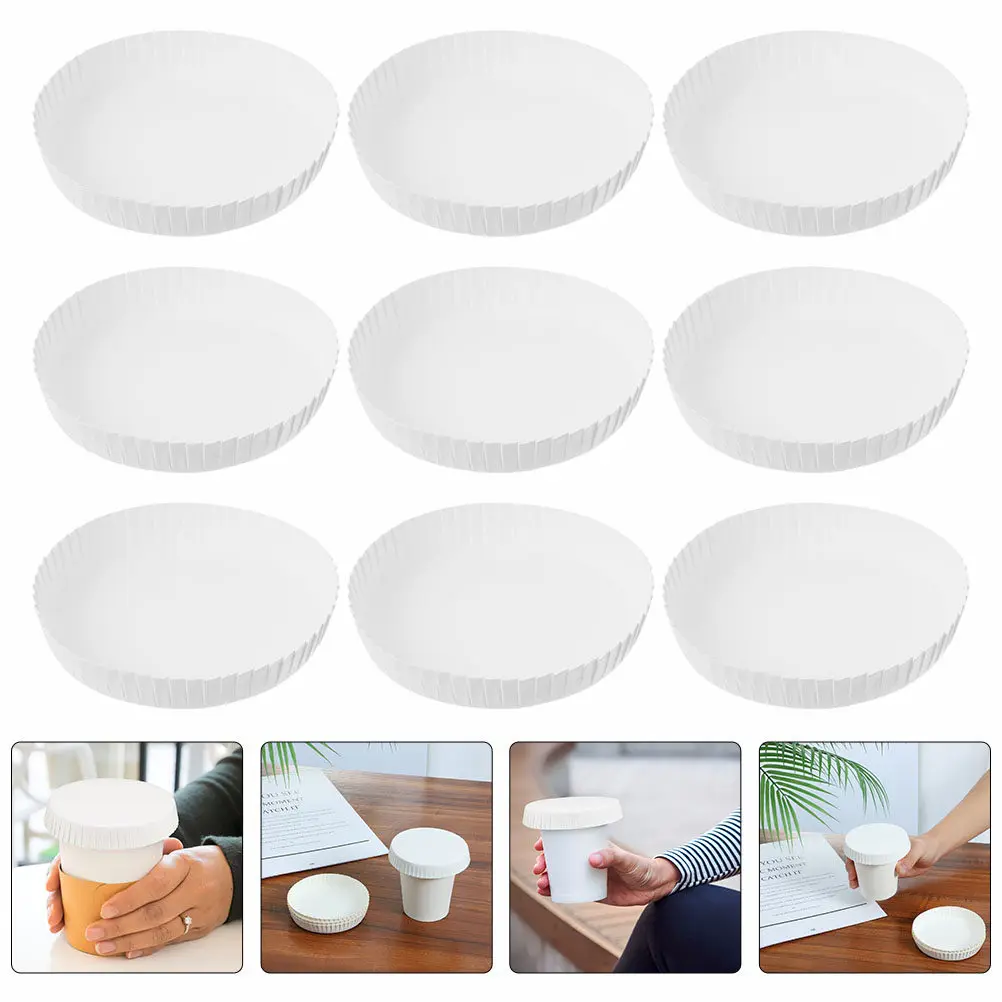 

50Pcs Biodegradable Paper Cup Lids for Hot and Cold Beverages Leak Resistant Flat Lid Design for Coffee Shops Restaurants