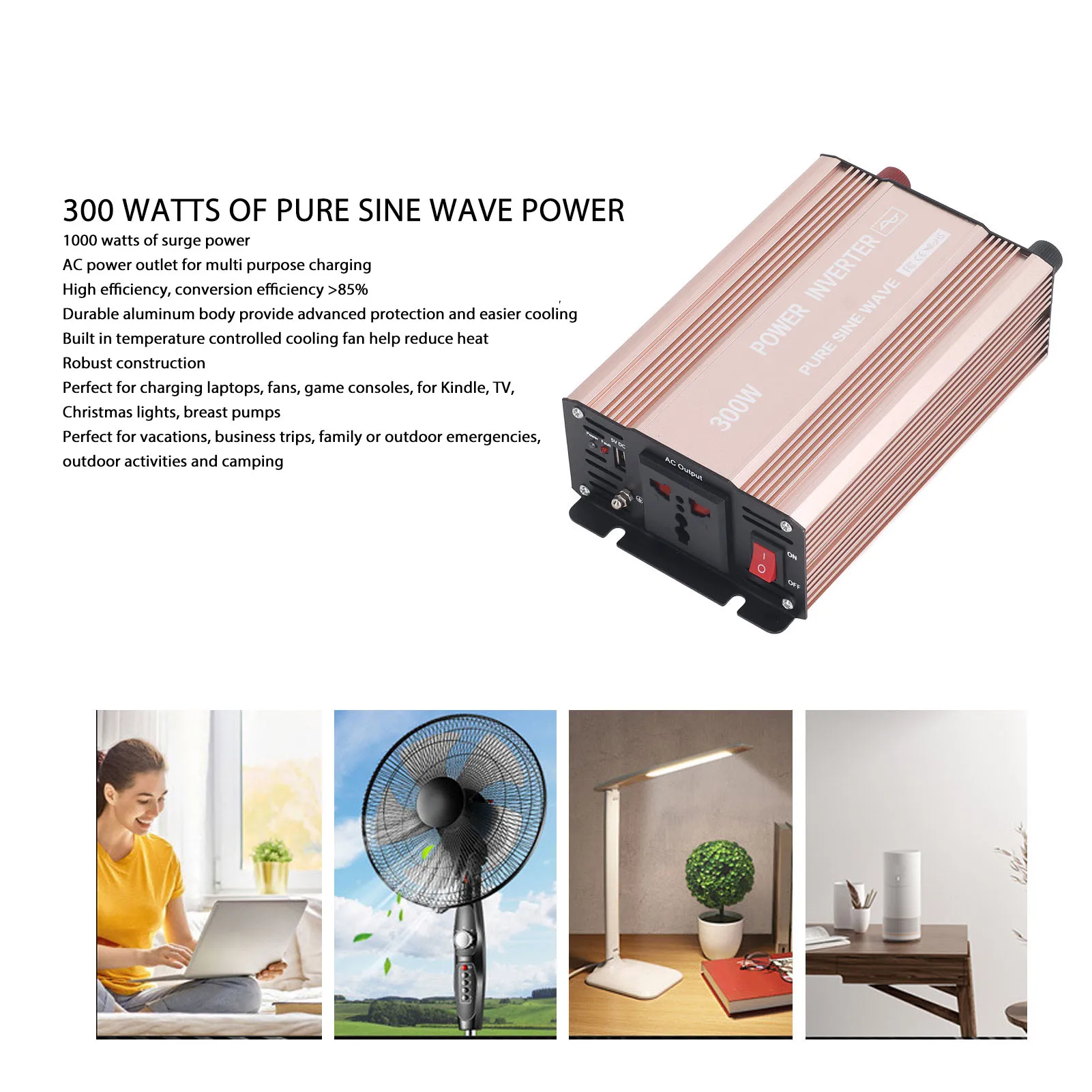 Car Pure Sine  Power Inverter 300W Adapter Solar PV Panel Boost Converter with LCD Display Pure Sine  Power Inverter