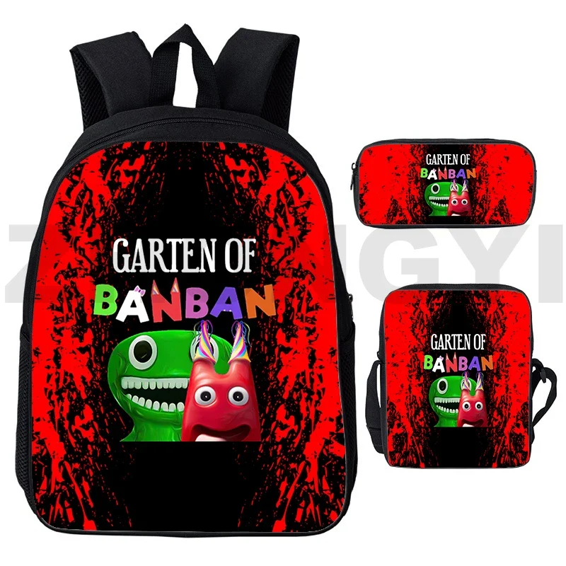 Mochila 3D Garten of BanBan 2 para estudiantes universitarios, conjunto de 3 unidades de bolsa de hombro de viaje, estuche de lápices