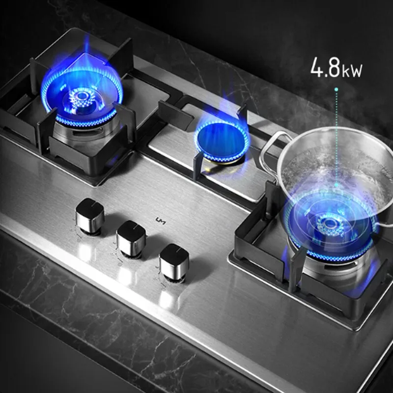 750mm Three-burner Gas Stove Bulit-in Hobs Stainless Steel 3-eye Gas Cooktop Table Built-in Dual-purpose газовая варочная панель