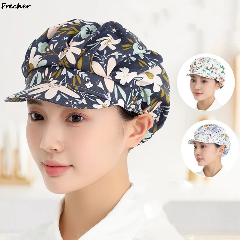 Women Men Nursing Hat Pet Shop Working Hats Soft Printed Workshop Caps Kitchen Chef Uniform Waiter Work Cap Breathable Headwear