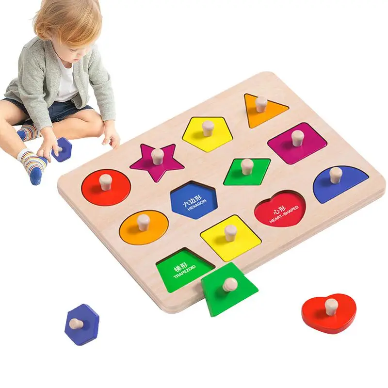 

Peg Puzzle Animal Jigsaw Puzzle Learning Educational Games Pre School Learning wooden Animal Toys For Kids Game Accessories