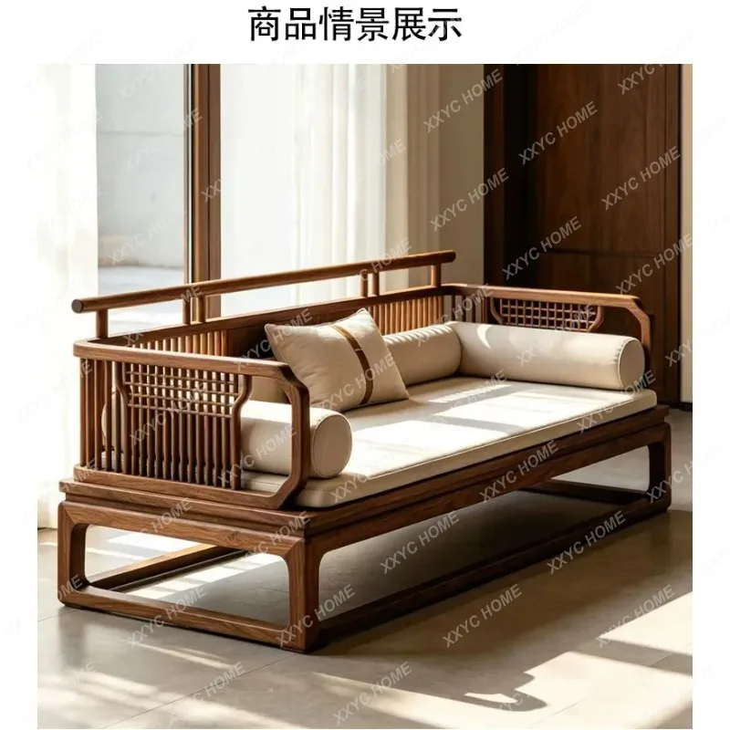 XX New Chinese-style black walnut sofa Song-style aesthetic tenon and mortise solid wood straight row furniture
