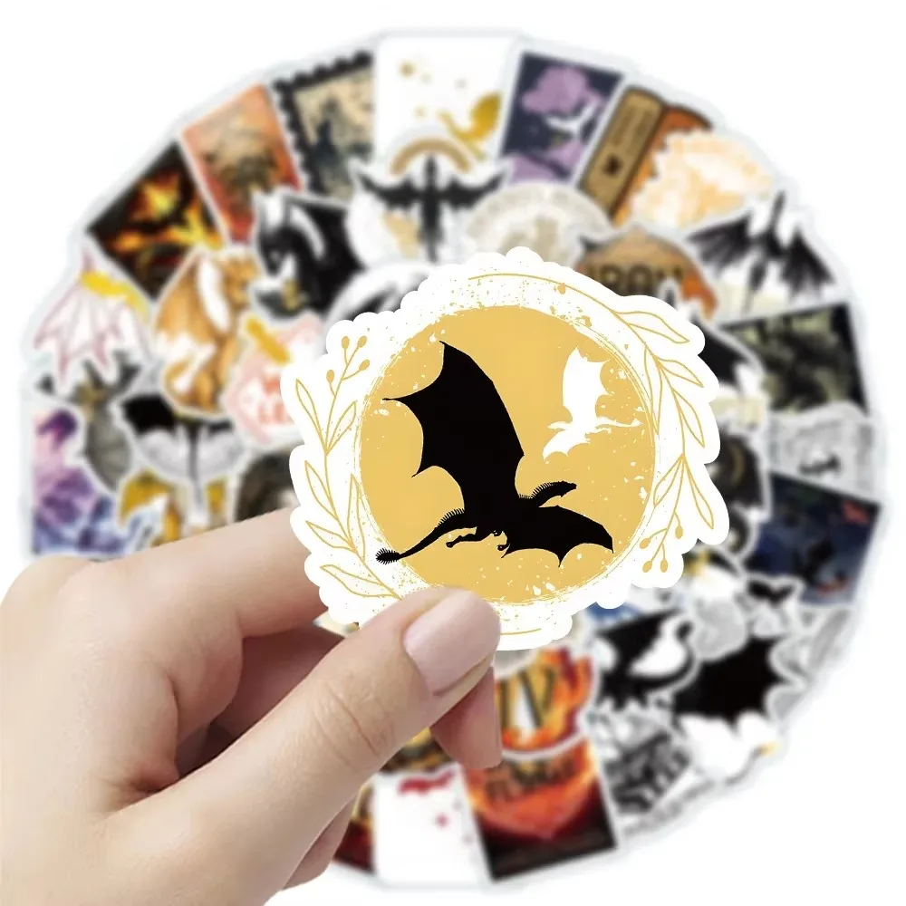 50pcs Pterosaur Cool Iron Flame Novel Fourth Wing Stickers DIY Phone Case Notebook Computer Helmet  Skateboard Bike