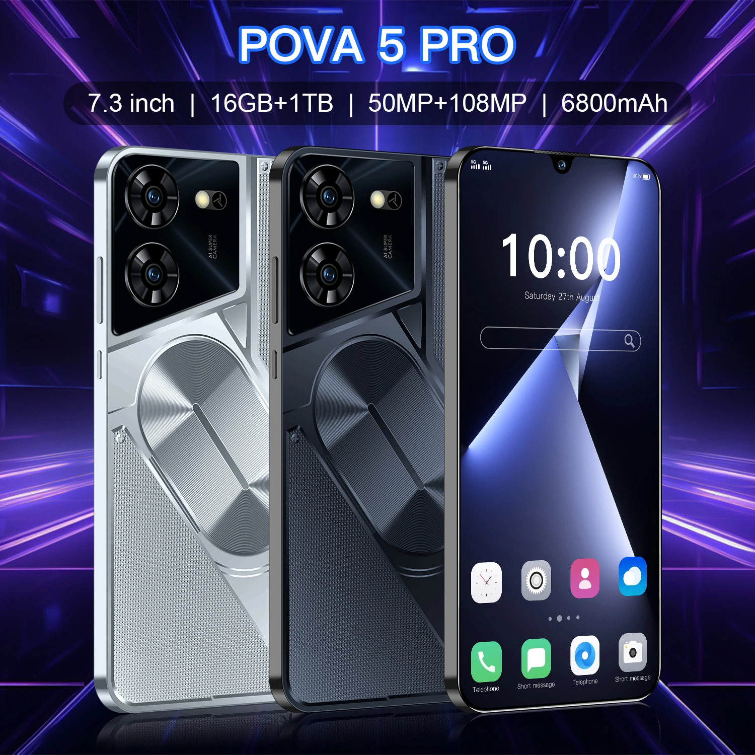 

Global Version Original Pova 5 Pro Smartphone Dimensity 9300 16G+1TB 6800mAh 50MP+108MP 4G/5G Cellphone Android14 Mobile Phone