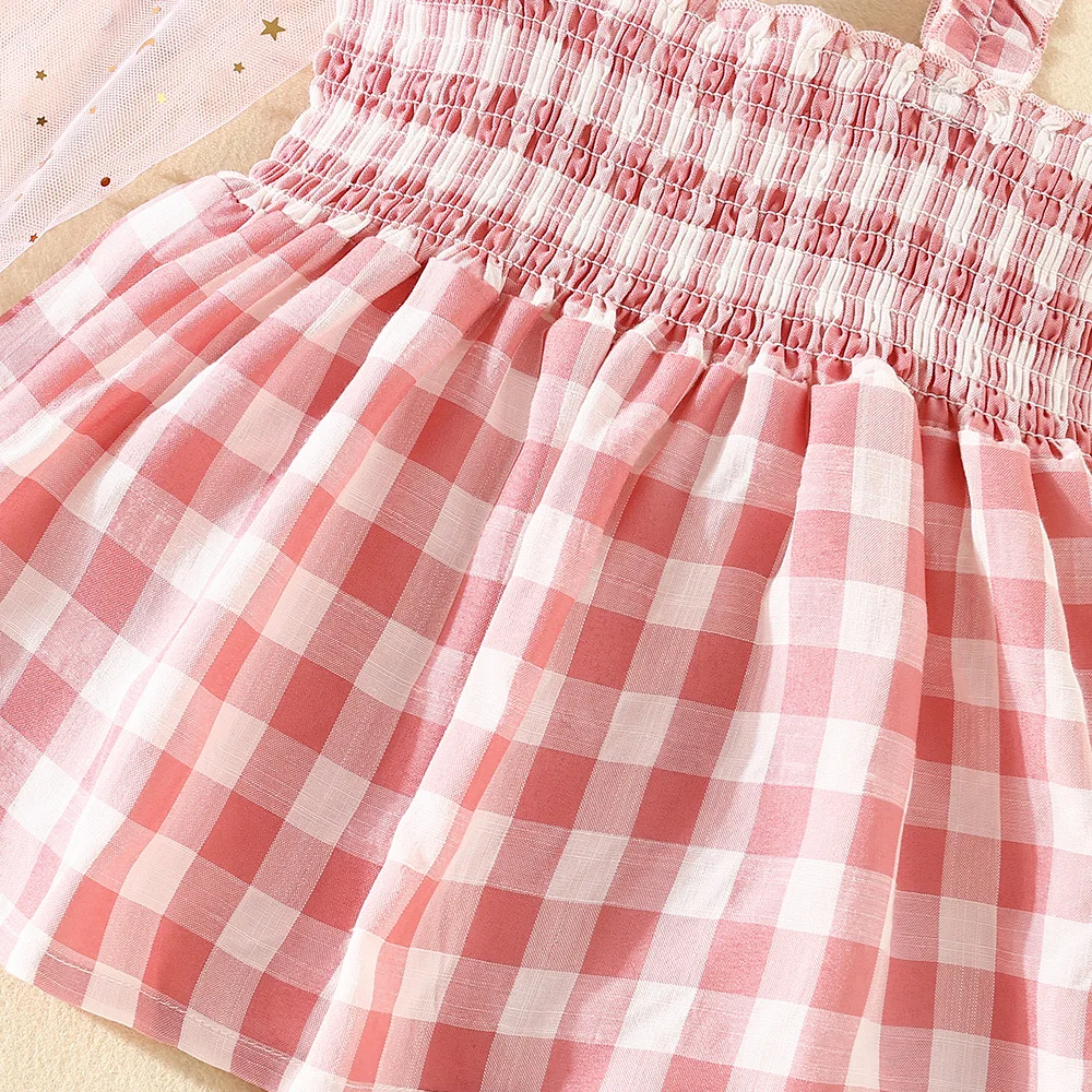 (0-3 Years Old Girls) Summer New Baby Girls Casual Suit Two-Piece Halter Pleated Top + Lantern Shorts Plaid Floral Buttons