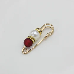 3.8CM Big White Red Pearl Septum Beads Clothing Brooches for Women Lapel Safety Sweater Coat Dress Pins Badge Buckle Accessories