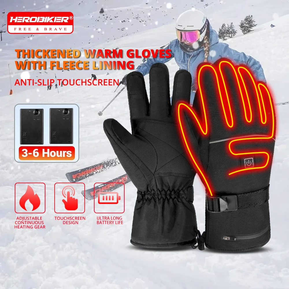 

Motorcycle Gloves Winter Heating Gloves Windproof Warm And Waterproof Outdoor Sports Gloves Motorcycle Skiing Warm Gloves