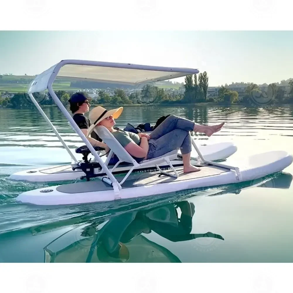 Factory custom durable recreational fishing pontoon portable inflatable catamaran inflatable water bike for sale