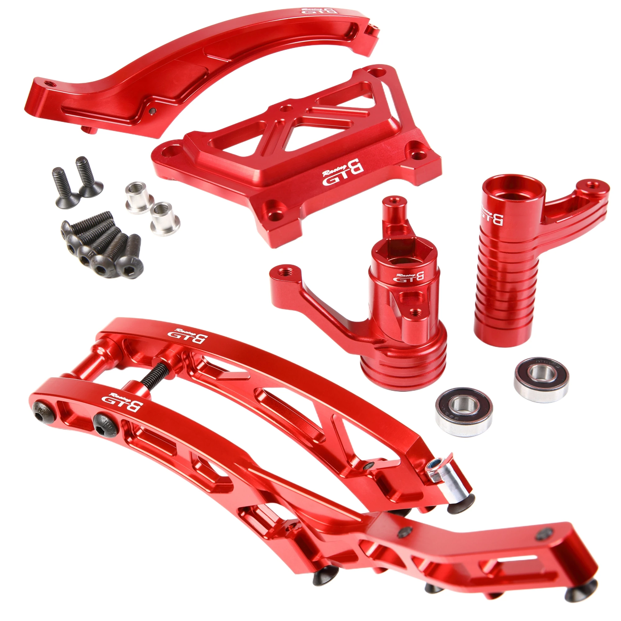 GTB CNC Aluminum 1/5 RC Car LOSI DBXL 2.0 Gas Car Top Plate & Front Rear Chassis Brace Steering System Upgrade Part