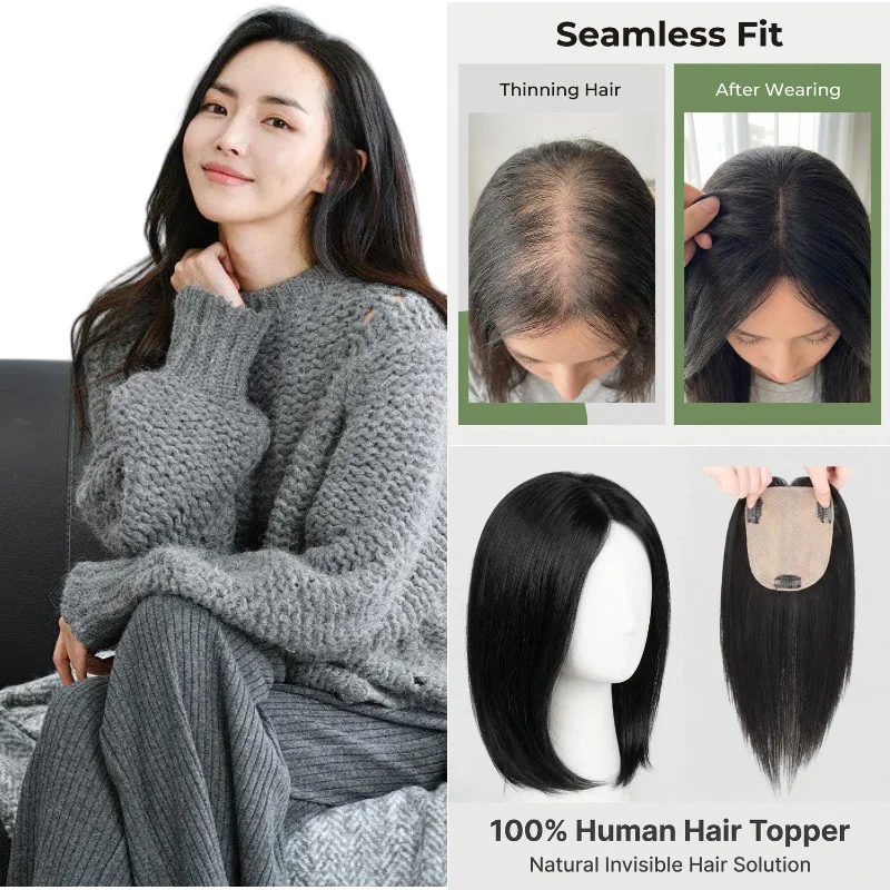 Human Hair Silk Base Topper 5x8 15cm Machine Made Remy Woman Hairpiece In Stock 72H Ship Wholesale Dropship Black Mocha