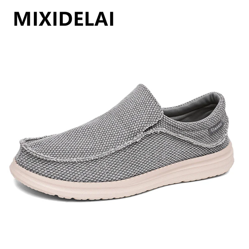 New Men\'s Canvas Shoes Breathable Casual Shoes Luxury Brand Men Loafers Lightweight Boat Shoes Outdoor Vulcanize Shoes Sneakers