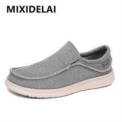 New Men's Canvas Shoes Breathable Casual Shoes Luxury Brand Men Loafers Lightweight Boat Shoes Outdoor Vulcanize Shoes Sneakers