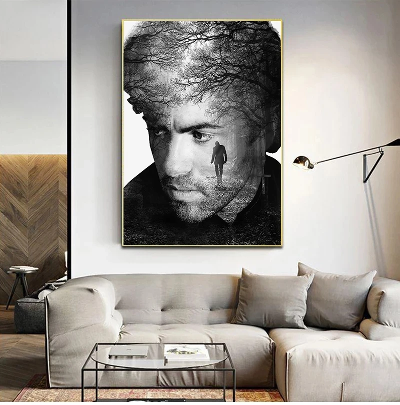 Modern George Michael Music Singer Abstract Art Canvas Posters and Print Pictures for Living Room Bedroom Home Decoration