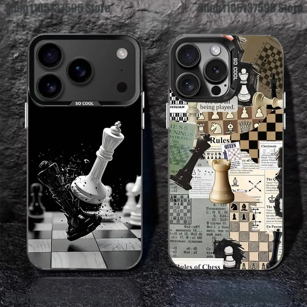 

Chess Phone Case For iPhone 17,16,15,14,13,12,11,Pro,XS,Max,Plus,Mini,SE4,E Black Matte Shockproof Cover