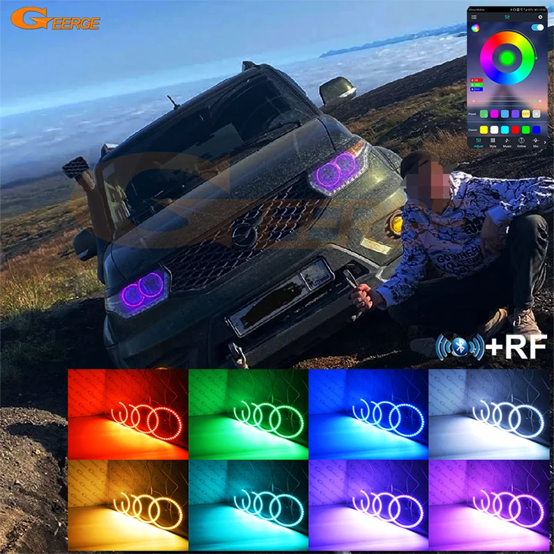 

For UAZ Patriot Baijah Tulos 2007 - 2016 2017 2018 2019 Bluetooth App Ultra Bright Multi Color RGB LED Angel Eyes Kit Halo Rings