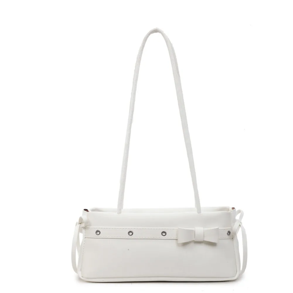 

Leisure Sweet French Stick Handbag Bow Ribbon Y2K Underarm Bag PU Large Capacity Bow Shoulder Bag Girls