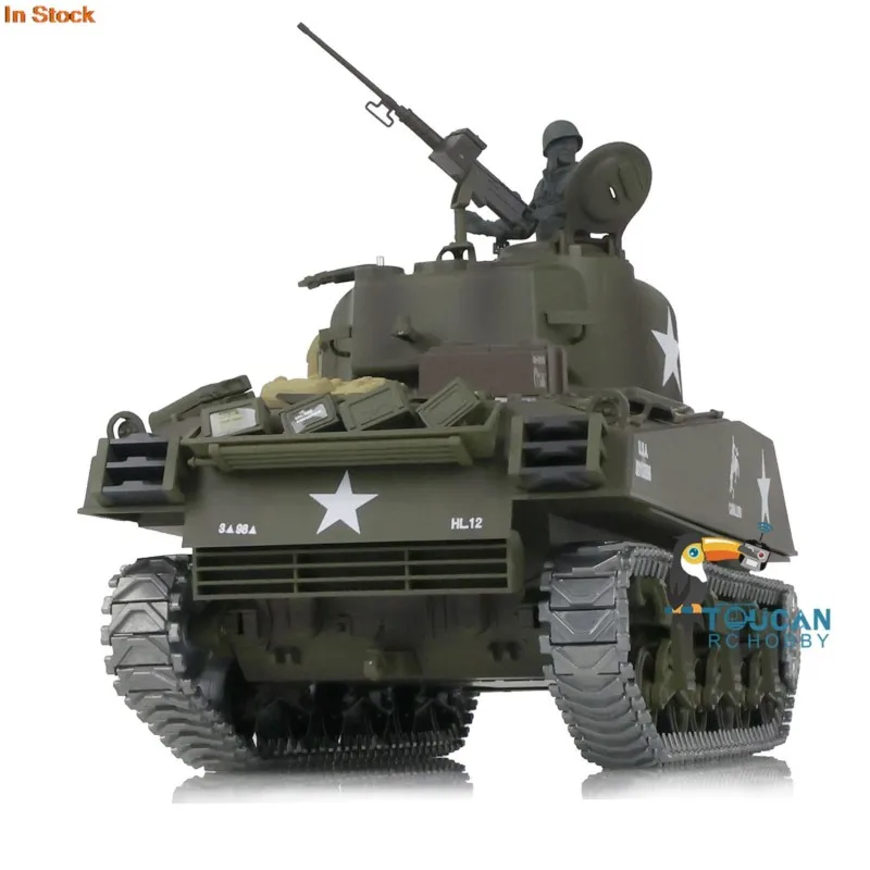 US Stock HENG LONG RC Tank 3898 1/16 7.0 Upgraded M4A3 Sherman RTR 2.4G Metal Tracks Remote Control Panzer Toy Model Gifts