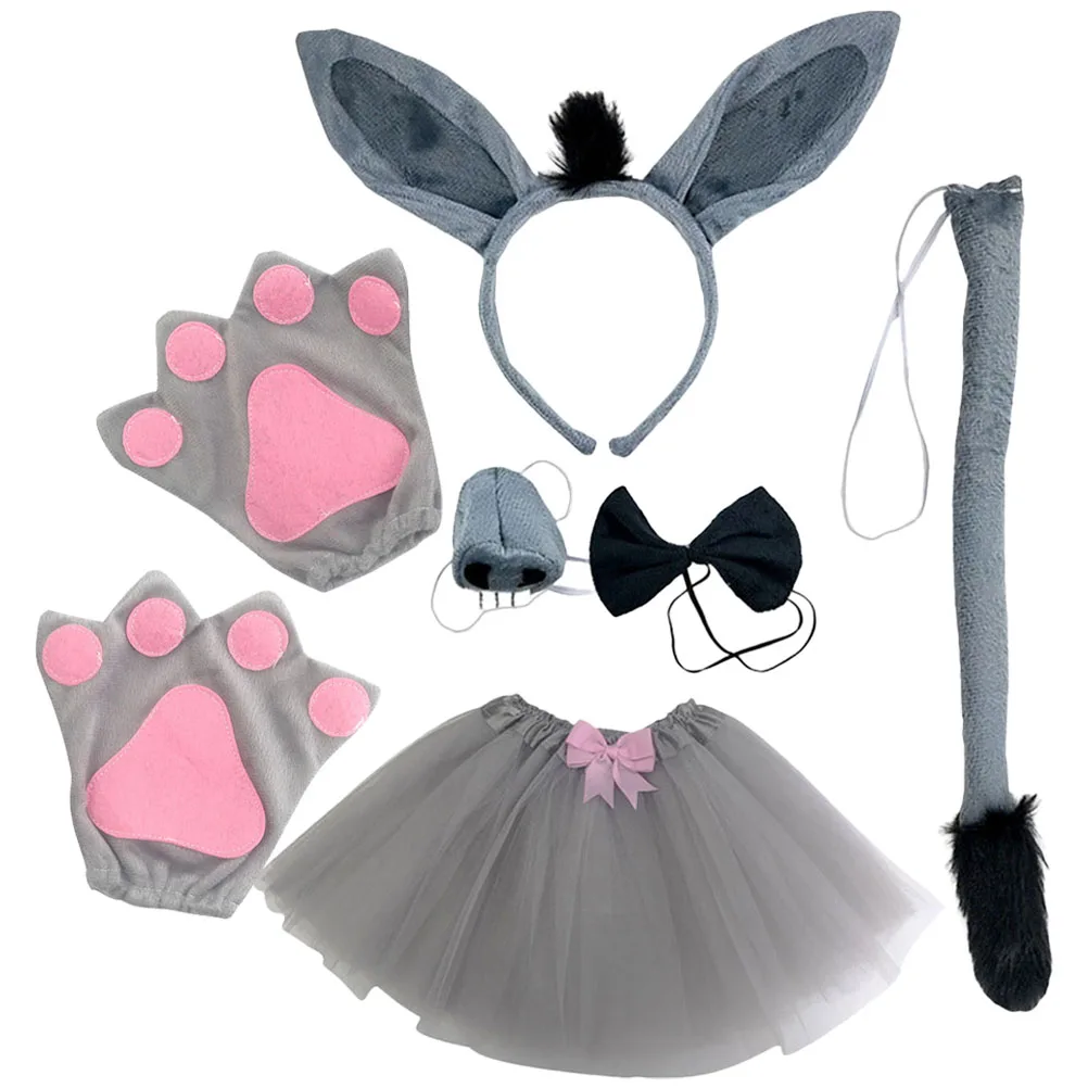 

Donkey Costume Set Animal Props Cosplay Costume Donkey Headband Tail Party Accessories Stage Performance Stuffed Animals Hair